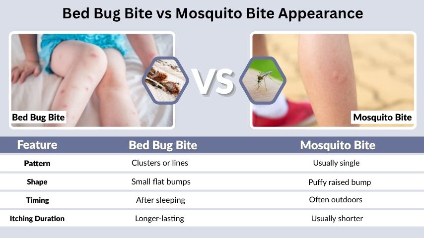Bed Bug Bite vs Mosquito Bite Appearance